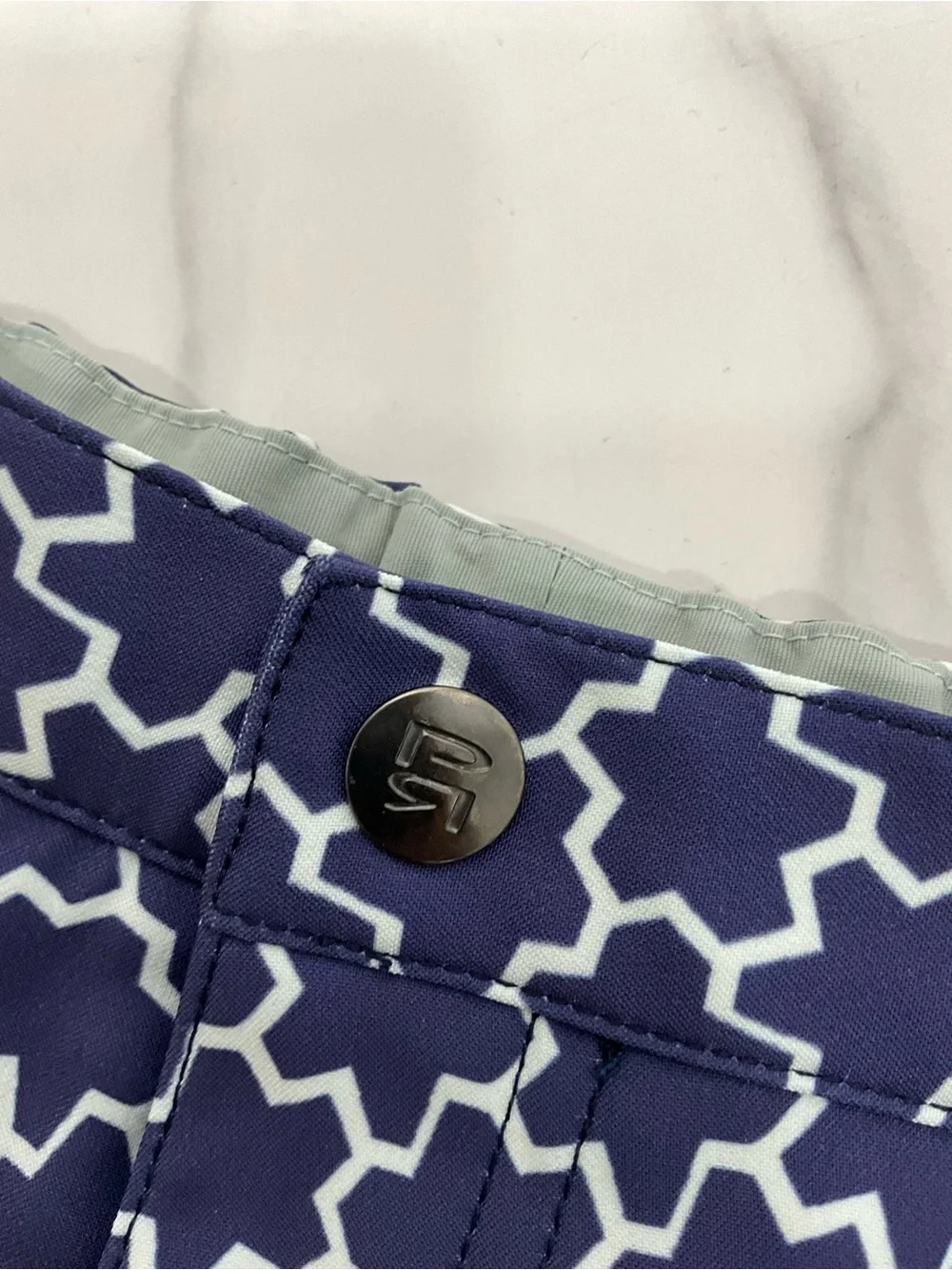 ORLEBAR BROWN Bulldog Navy White Moroccan Star Tile Swim Trunks Shorts 34